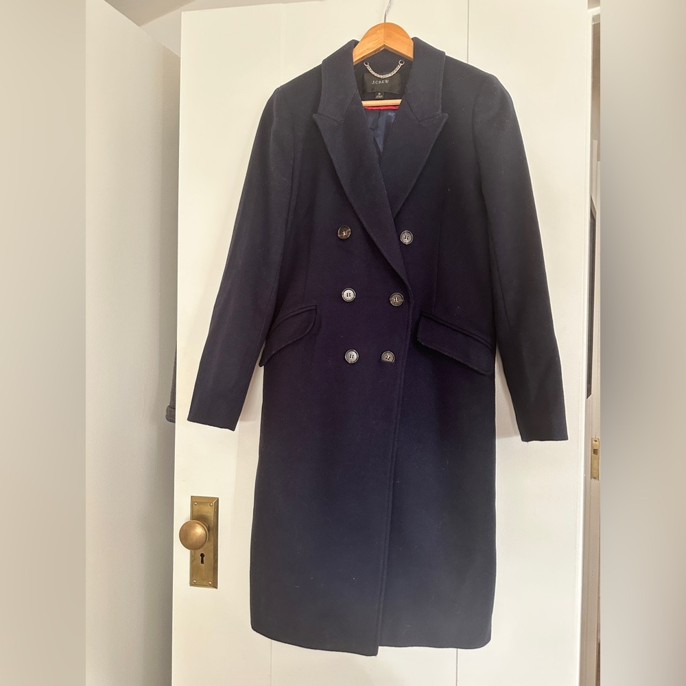 Double-breasted JCREW topcoat in Italian wool-cashmere
 Navy